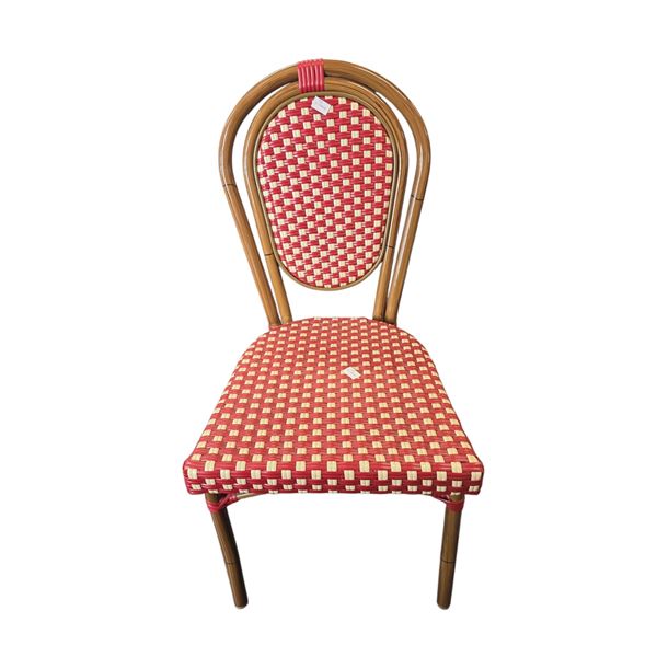 Woven Pattern Red White Bistro Chair
