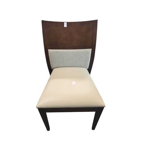 Modern Beige Leatherette Wood Dining Chair