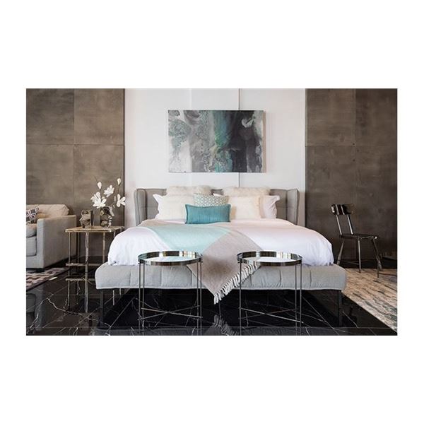 BNIB - King Size Leigh Designer Bed - approx. 93in x 85in x 44in H - MSRP $7,900