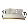 Image 1 : BNIB - New Sofa Les Arc Cream - Teak and Tubular Aluminum - RV: $11,500 - Approx: 76.5" x 33.5" x 34