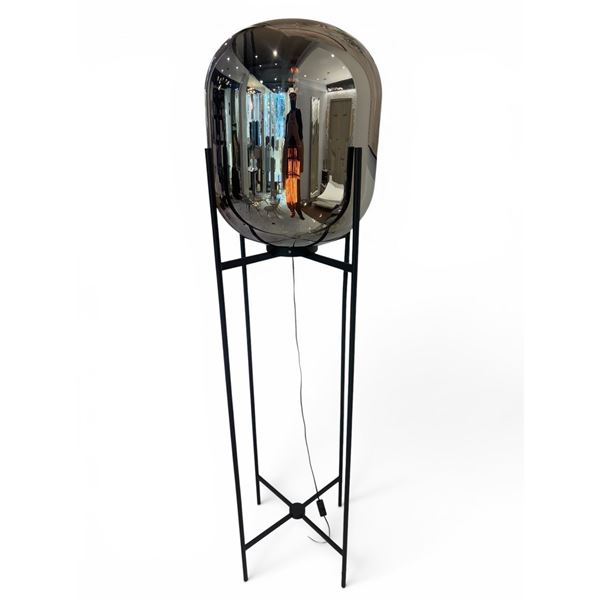 BNIB - Large Glass Floor Lamp in Smokey Grey Shade with long legs - MSRP $1,900 - approx. 65in H x 1
