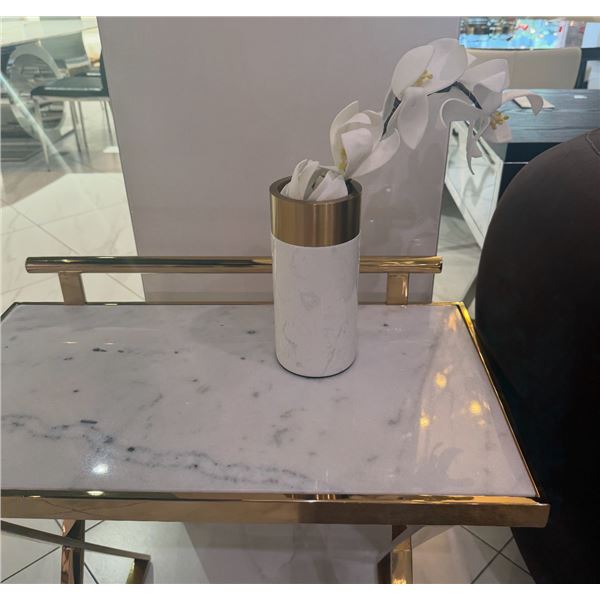 Large Marble Vase with artificial plant - MSRP $480