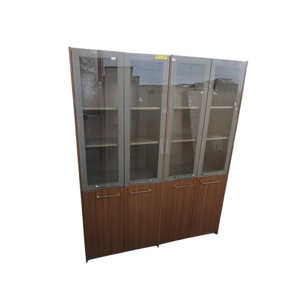 Wood and Glass Display/Storage Cabinet - 62?W x 16?D x 75?H