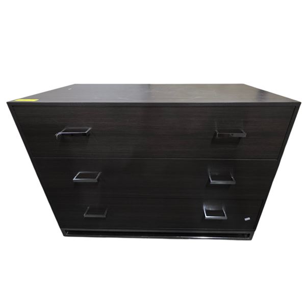 3 Drawer Chest with Dark Wood Finish - 53"W 20"D 40"H