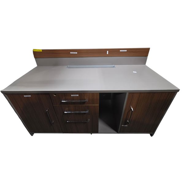 Wooden Media Unit with Storage - 55"W 20"D 36"H