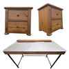 Image 1 : Group Lot of Study table (47"W 233.5"D 30"H) and 2 Nightstands (24"W 17.5"D 23"H)