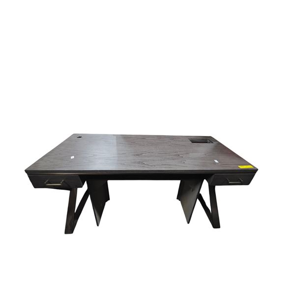 Modern Grey Wood finish Study table with Bench - 60"W 24"D 30"H