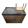 Image 3 : Marble finish Top Cabinet with Storage and Display Shelf - 43"W 24"D 37"H