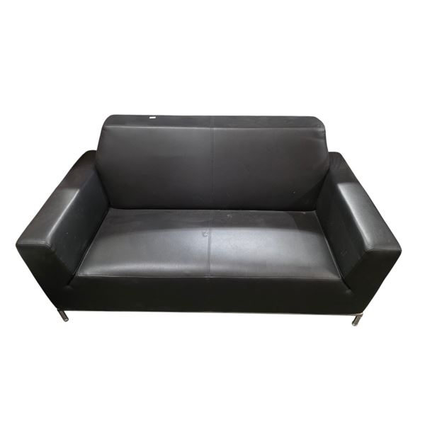 Black Leather Love seat - 62?W x 32?D x 36?H