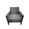 Image 1 : Mid-Century Modern Style Armchair with Wooden Arms - Grey Fabric
