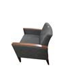 Image 2 : Mid-Century Modern Style Armchair with Wooden Arms - Grey Fabric