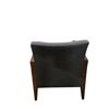 Image 3 : Mid-Century Modern Style Armchair with Wooden Arms - Grey Fabric