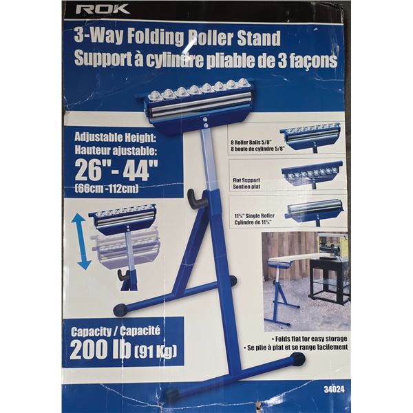 New - Group of 5 - ROK 3-Way Folding Roller Stand, Model 34024, 200 lb (91 kg) Capacity