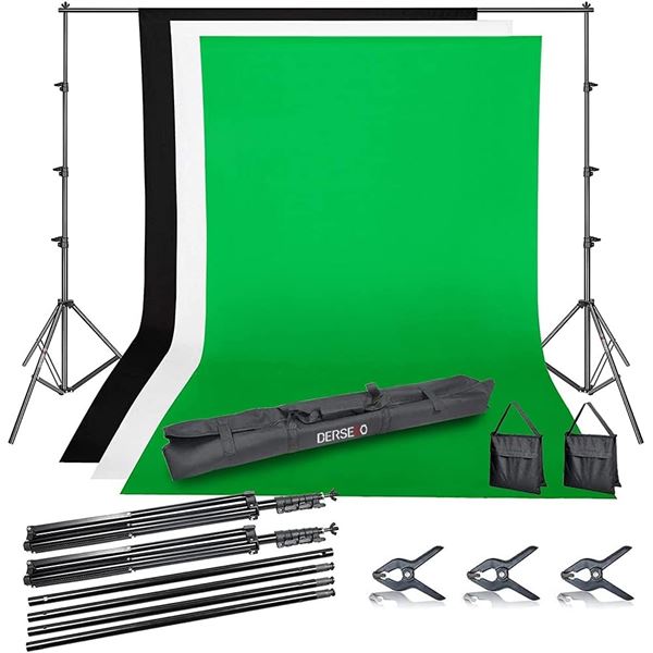 10ft Photo Backdrop Stand kit, DERSECO Photography Video Studio Background System