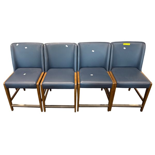 Set of 4 Leather Blue Dining Chairs