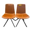 Image 1 : Set of 2 Modern Tan Leather Dining Chairs