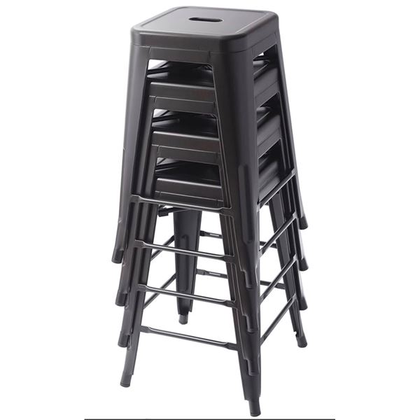 BNIB - Set of 4 - Amazon Basics Metal Bar Stools, 24-Inch Seat Height