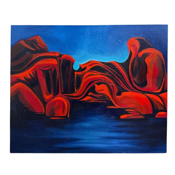 Abstract Geological Landscape Painting - 36" x 30"