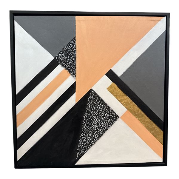 Framed Geometric Abstract Painting - 33" x 33"