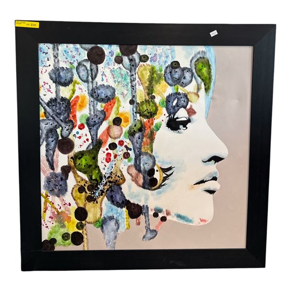 Framed Abstract Portrait Painting - 46" x 46"