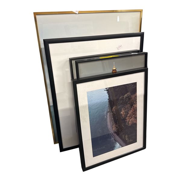 Collection of 6 Framed Decorative Art Pieces: Photography, Graphic Prints, and Architectural Décor -