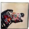 Image 1 : Framed Contemporary Pop-Art Style Zebra Painting - 32" x 32"