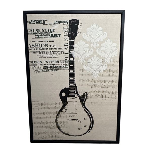 Framed Mixed-Media Electric Guitar Wall Art - 26" x 37"