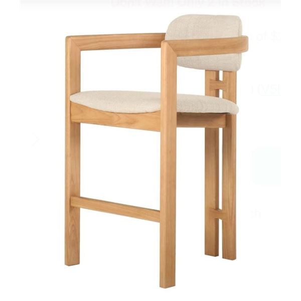 BNIB - LH Home Monterrey Counter Stool - Cream Tweed, RV: $1,122.75 CAD (CR044-NAT) - 22.8 x 23.6 x
