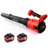 Image 2 : OUTIGO 21V Cordless Leaf Blower (Model JBCF001) - 150MPH, 450CFM - Red, Includes 2 x 4.5 Ah Batterie
