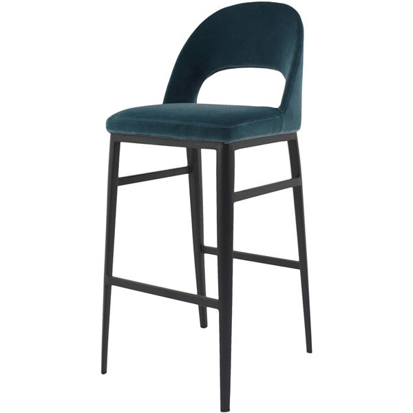 BNIB - Moes - Roger Barstool - Teal Velvet - MSRP $629 - EJ-1037-36 - 21.5" W x 21" D x 39" H