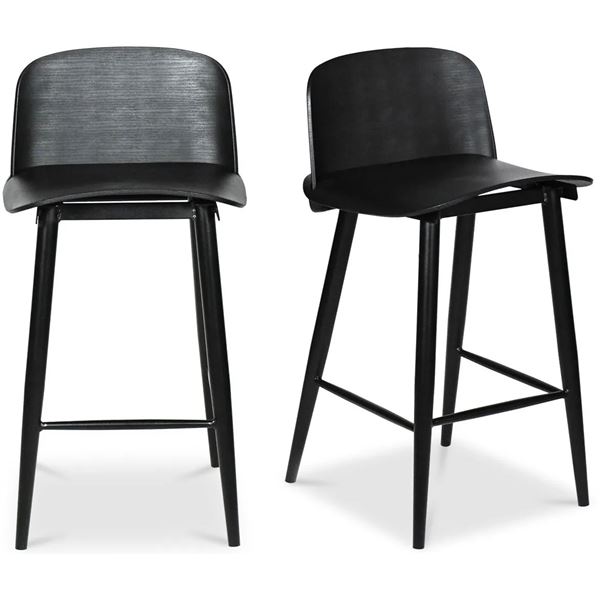 BNIB - Moes - Looey Counter Stool - Black - Set of 2 - MSRP $289 - QX-1008-02 - 18" W x 20" D x 34" 