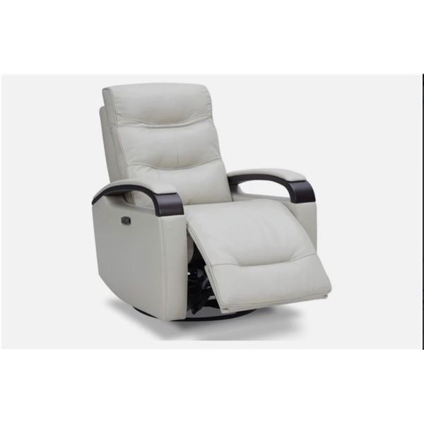 New - Laisha Leather Swivel Glider Power Recliner Chair, Light Grey Colour