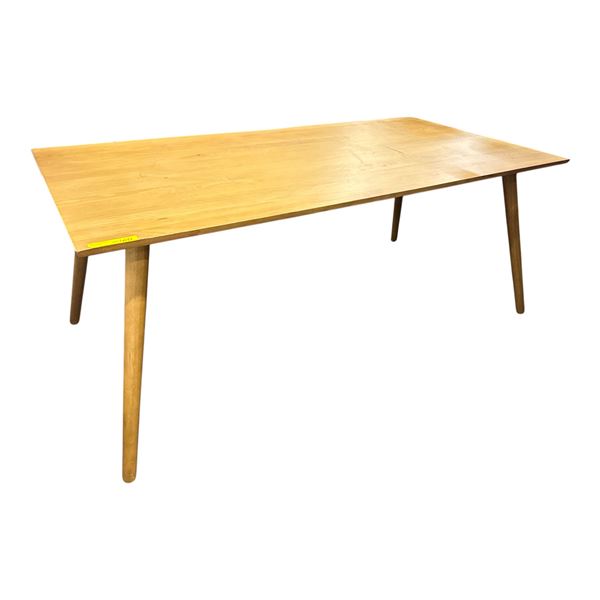 Article - Brown Wooden Dining Table, H29" x W71" x D37" - some minor wear on the Bottom