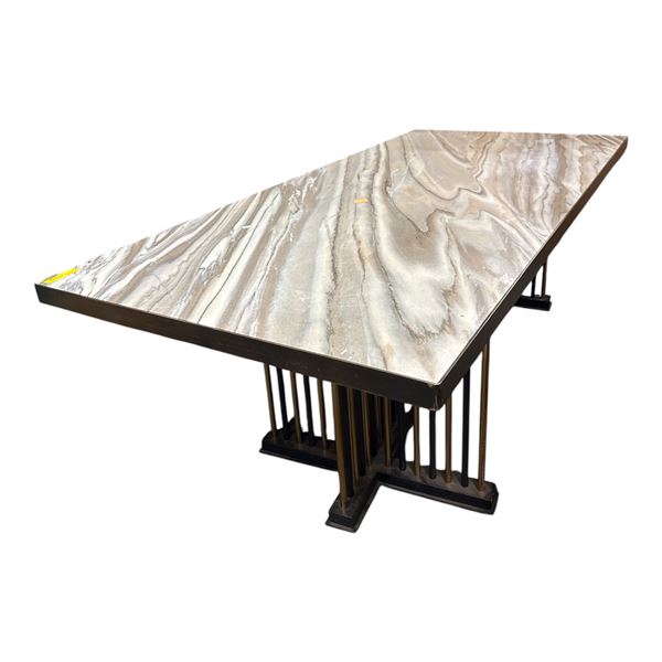 Large Contemporary Dining Table with Marble Top - 30.5"H  x 102"W x 47"D