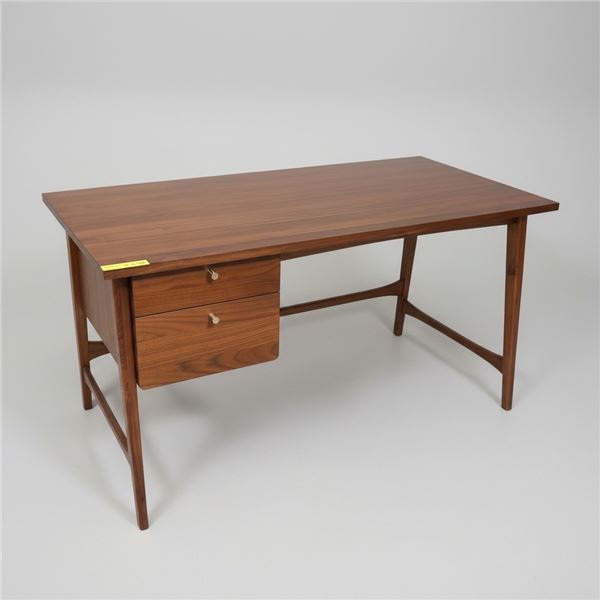 Brown Rectangular Wooden Executive Desk, H30" x W56" x D27.5" - minor wear on top