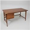 Image 1 : Brown Rectangular Wooden Executive Desk, H30" x W56" x D27.5" - minor wear on top
