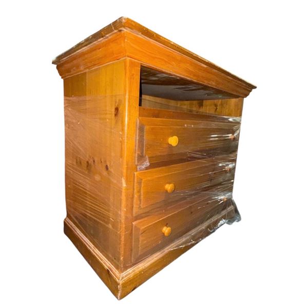 Rustic Solid Pine 3-Drawer Dresser Chest with Open Media Shelf - approx. 40 x 23 x 35 1/2in
