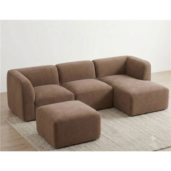 BNIB - Moe's - 4pc Isla Mocha Modular Set - Includes Right Arm Facing Chaise, Slipper Chair, Corner 