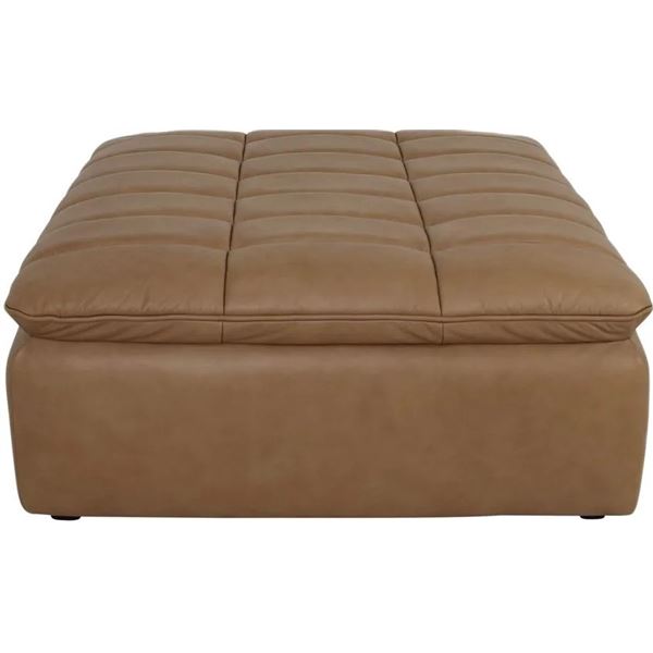 BNIB - Moe's Lino Ottoman - Tan Leather - MSRP $2,149 - XQ-1027-40 - 42.5"W x 43.3"D x 17.7"H