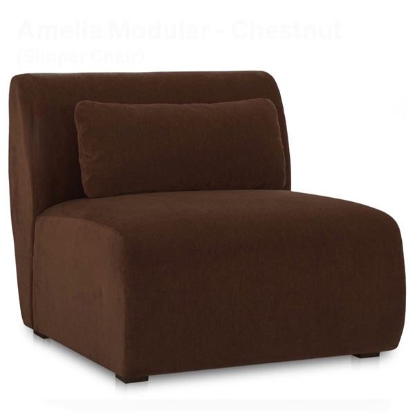 BNIB - Moe's - Amelia Modular Slipper Chair Chestnut - MSRP $1,499.00 - FO-1012-03 - 35.25" W x 35.2