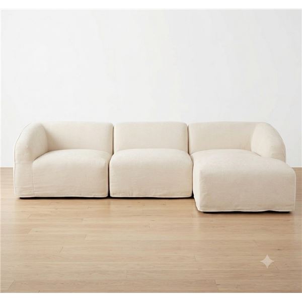 BNIB - Moe's - 3pc Isla Beige Modular Set - Includes Right Arm Facing Chaise, Slipper Chair, Left Ar