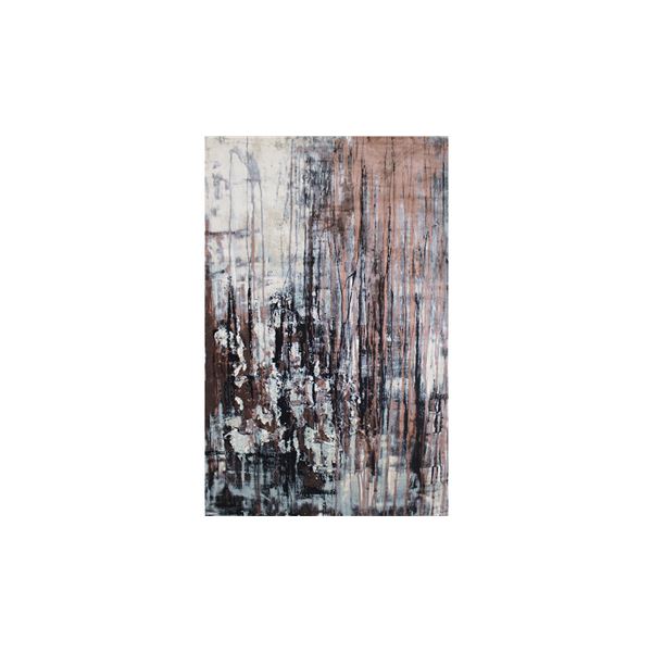 New Abstract Dark Mixed Wool Area Rug - 78" x 116"
