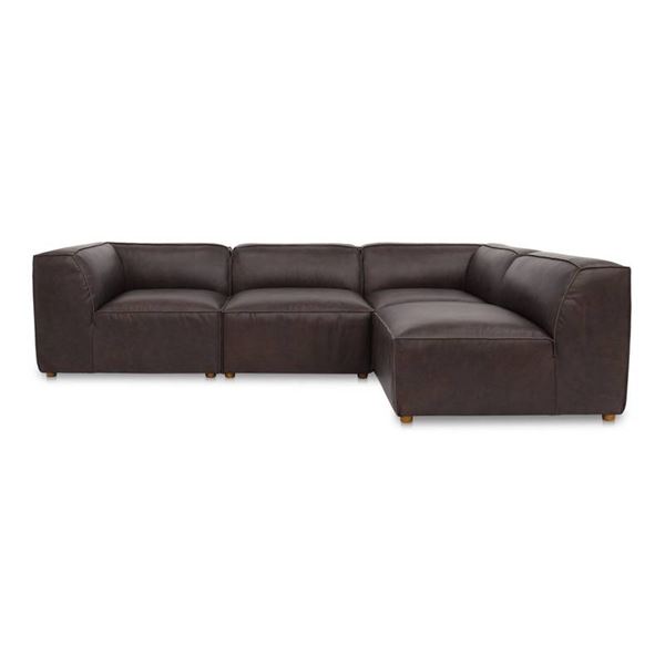BNIB - Moe's - Form 4pc Modular Espresso Brown Leather Set - Includes 2 Corner Chairs, 2 Slipper Cha