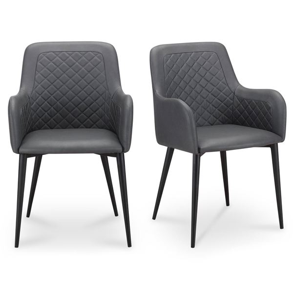 BNIB - Moe's - Cantata Dining Chair Set of 2 Black Vegan Leather - MSRP $959 - ER-2040-02 - 22" W x 