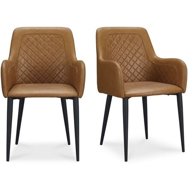 BNIB - Moe's - Cantata Dining Chair Set of 2 Tawny Vegan Leather - MSRP $859 - ER-2040-40 - 22" W x 