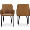 Image 2 : BNIB - Moe's - Cantata Dining Chair Set of 2 Tawny Vegan Leather - MSRP $859 - ER-2040-40 - 22" W x 