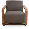 Image 1 : BNIB - Moe's - Eckersley Lounge Chair Cool Brown Leather - MSRP $2649 - GO-1017-39 - 29.5" L x 36" W
