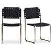 Image 1 : BNIB - Moe's - Moma Dining Chair Set of 2 Black Leather - MSRP $2099 - QN-1033-02 - 19.5" W x 24" D 