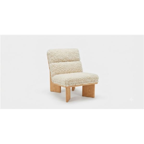 BNIB - Sundays - Frame Lounge Chair Oak, Shearling - MSRP $1,990 - 27"W x 33"D x 31"H