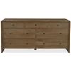 Image 1 : BNIB - Moe's - Riley 7 Drawer Dresser Oak - MSRP $4999 - RP-1066-03 - 70" W x 19" D x 34" H